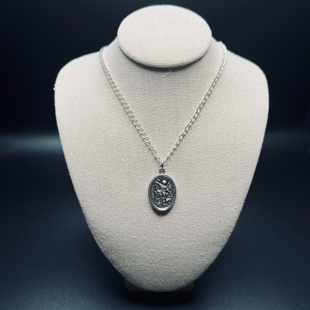Guardian Angel Saint Michael Silver Healing Protection Pendant Necklace